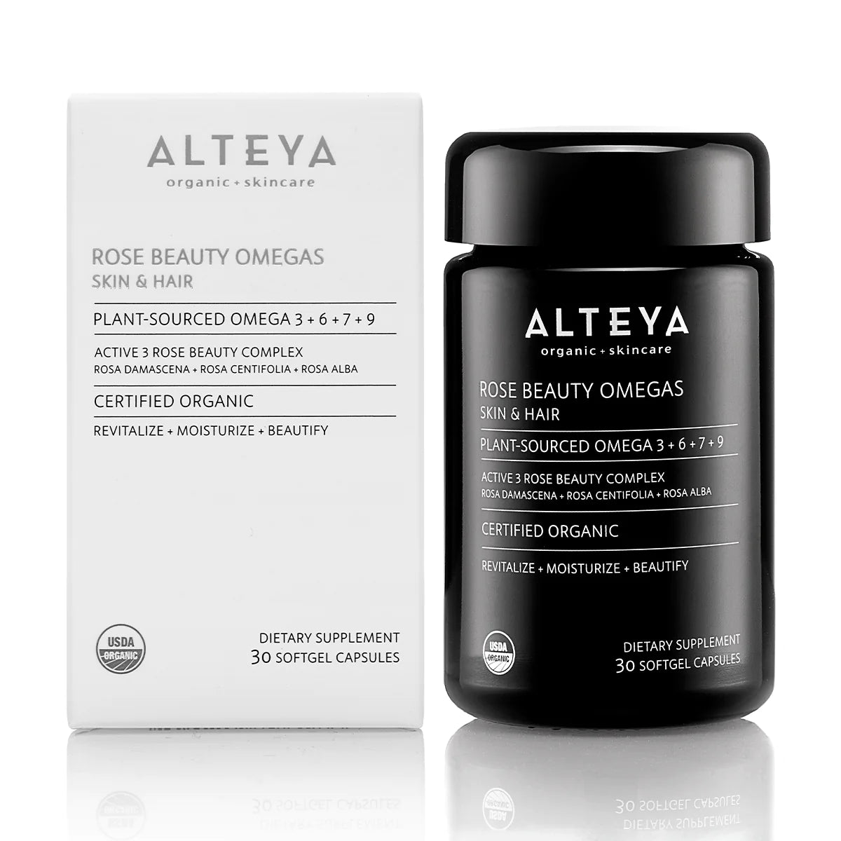 Alteya Rose Beauty Omegas Skin & Hair Organic Supplement are a natural and organic solution for enhancing the health of your skin and hair.