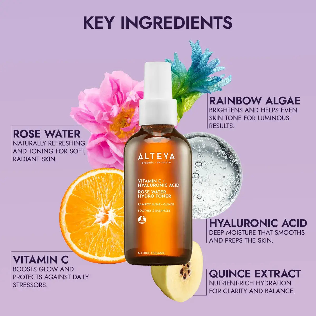 key ingredients glow toner with rose water hyaluronic acid
