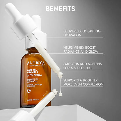 Benefits Hydrating Glow Serum with Rose Oil &amp; Vitamin C  Key Ingredients Serum