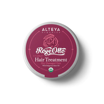 An organic Hair Treatment Rose Otto Dry Damaged Hair Moisturizing that revitalizes with rose otto.