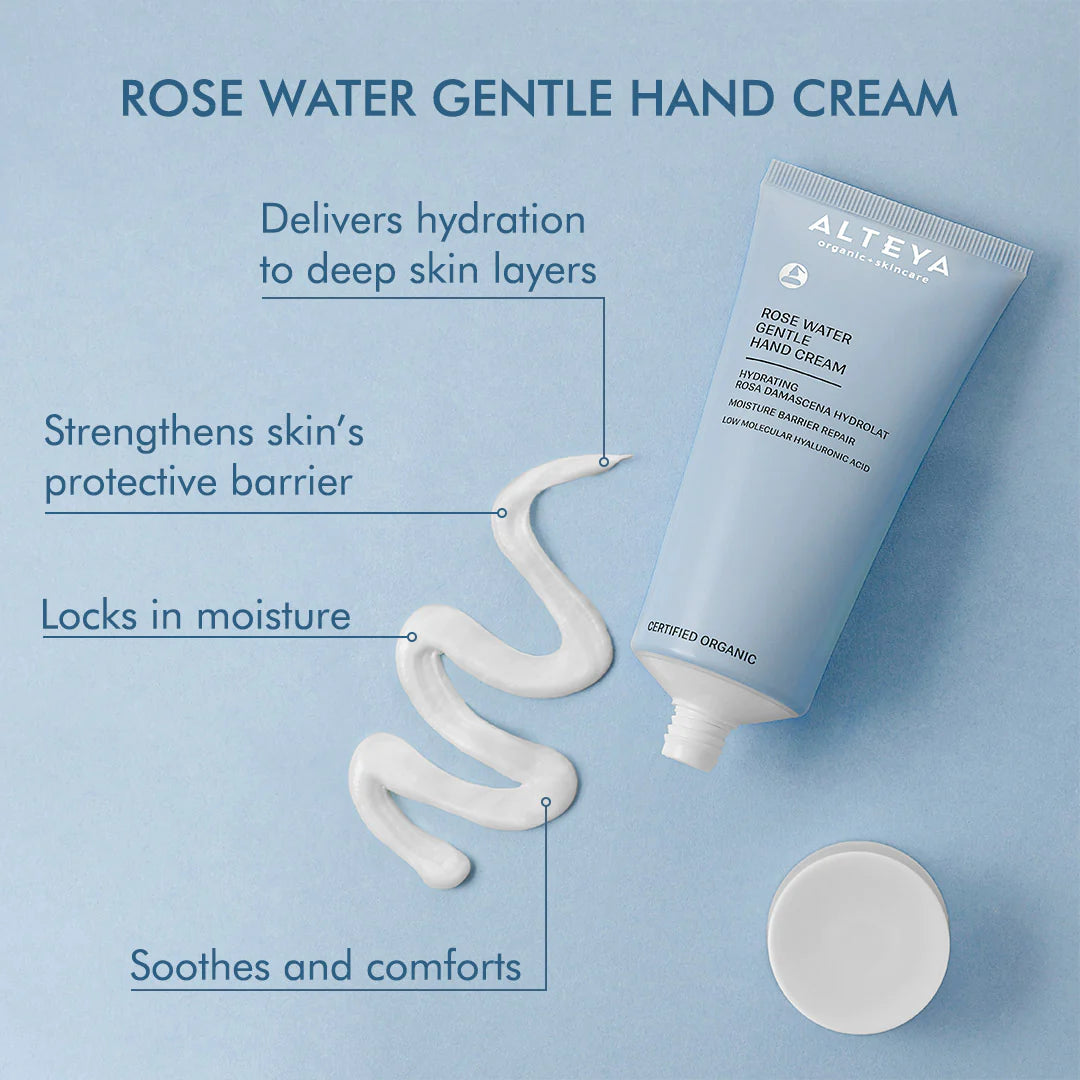 Organic Rose Water Gentle Hand Cream.
