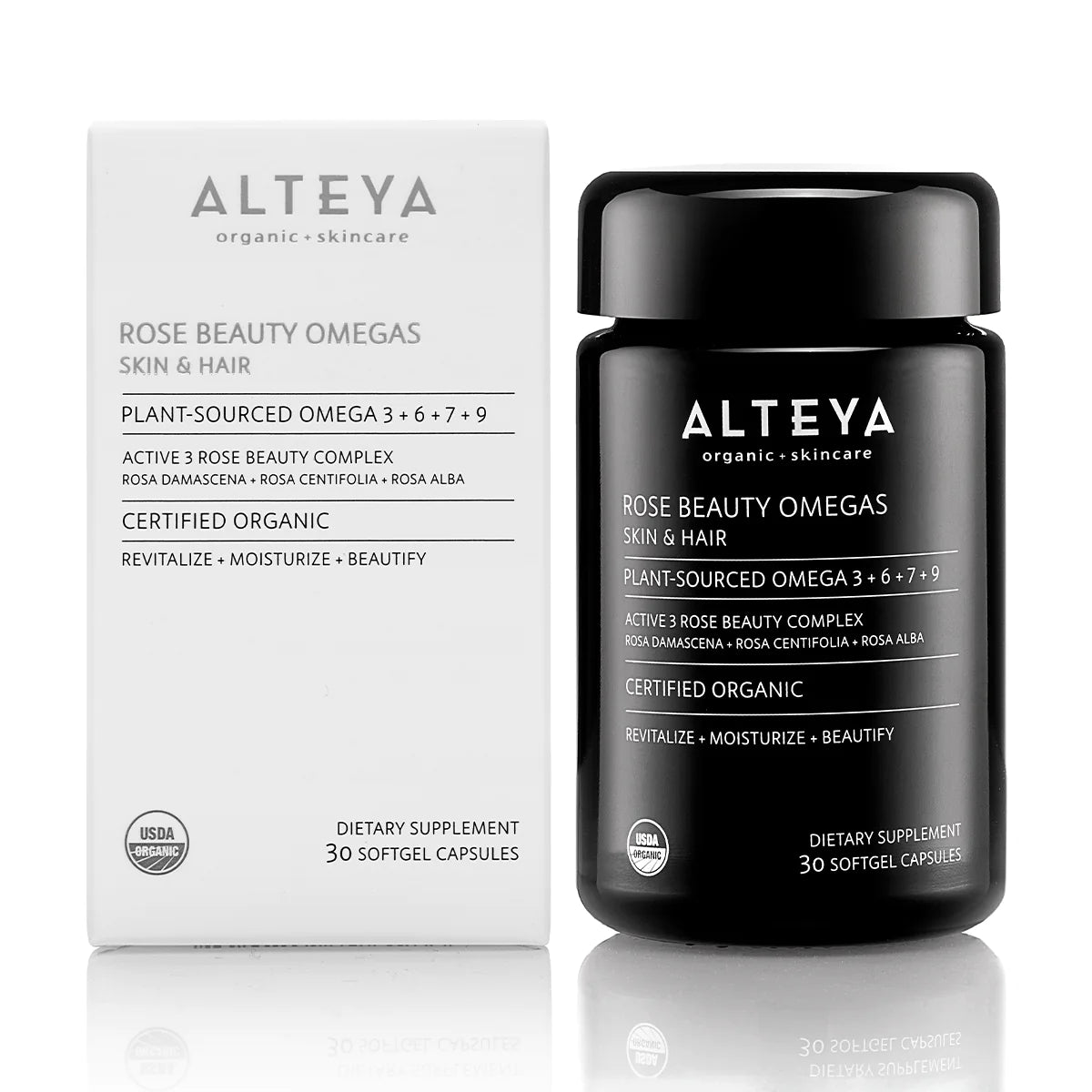 Alteya Rose Beauty Omegas Skin &amp; Hair Organic Supplement are a natural and organic solution for enhancing the health of your skin and hair.