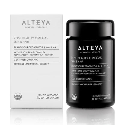 Alteya Rose Beauty Omegas Skin &amp; Hair Organic Supplement are a natural and organic solution for enhancing the health of your skin and hair.