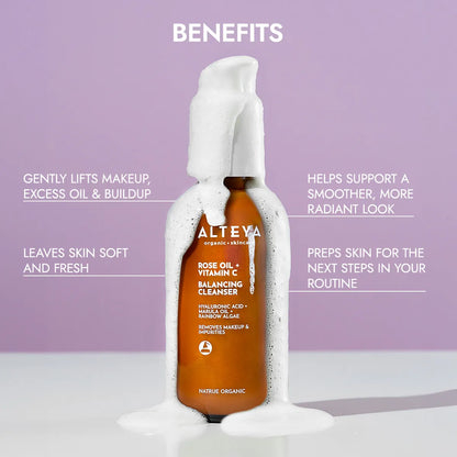 rose oil and vitamin c balancing cleanser luminous rose Benefits