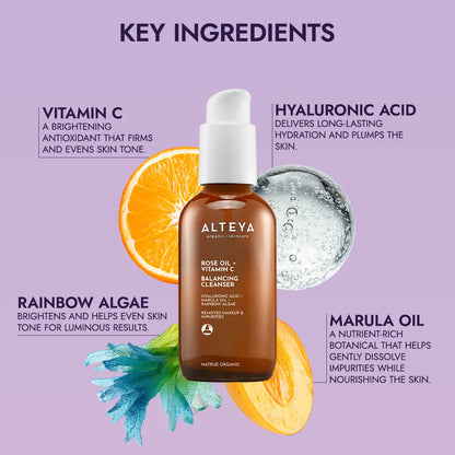 rose oil and vitamin c balancing cleanser luminous rose Key Ingredients
